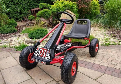 LEAN CARS raudonasis kartingas A-15 su pripučiamais ratais