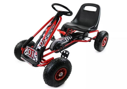 LEAN CARS raudonasis kartingas A-15 su pripučiamais ratais