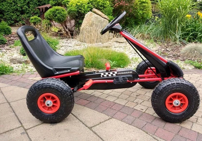 LEAN CARS raudonasis kartingas A-15 su pripučiamais ratais