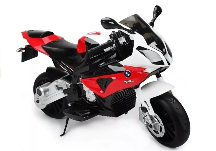 Raudonas vaikiškas elektrinis motociklas BMW S1000RR
