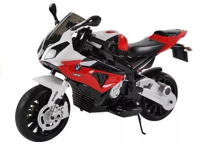 Raudonas vaikiškas elektrinis motociklas BMW S1000RR