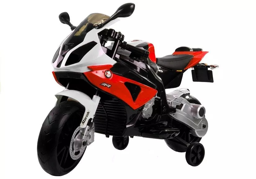Raudonas vaikiškas elektrinis motociklas BMW S1000RR
