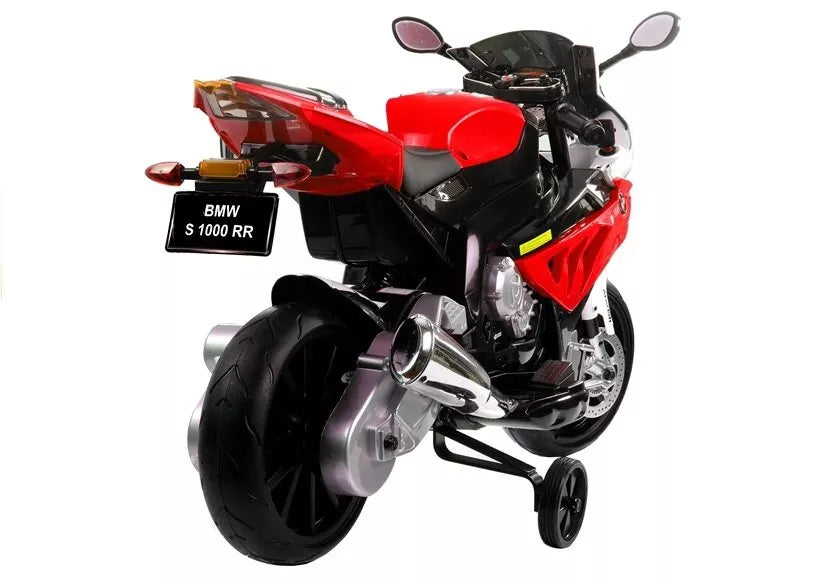 Raudonas vaikiškas elektrinis motociklas BMW S1000RR