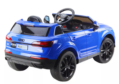 Vaikiškas akumuliatorinis automobilis Audi Q7, mėlynas, lakuotas