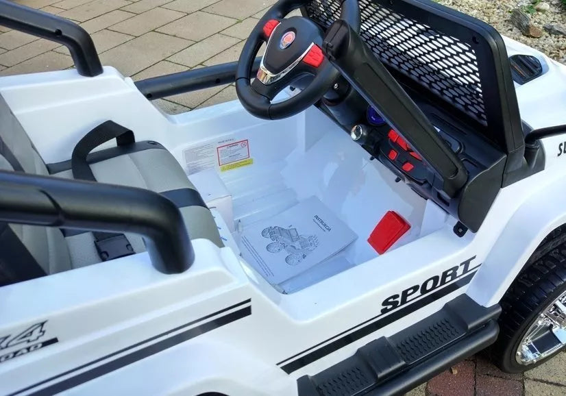Vaikiškas elektromobilis Jeep S2388 baltas 4x45W