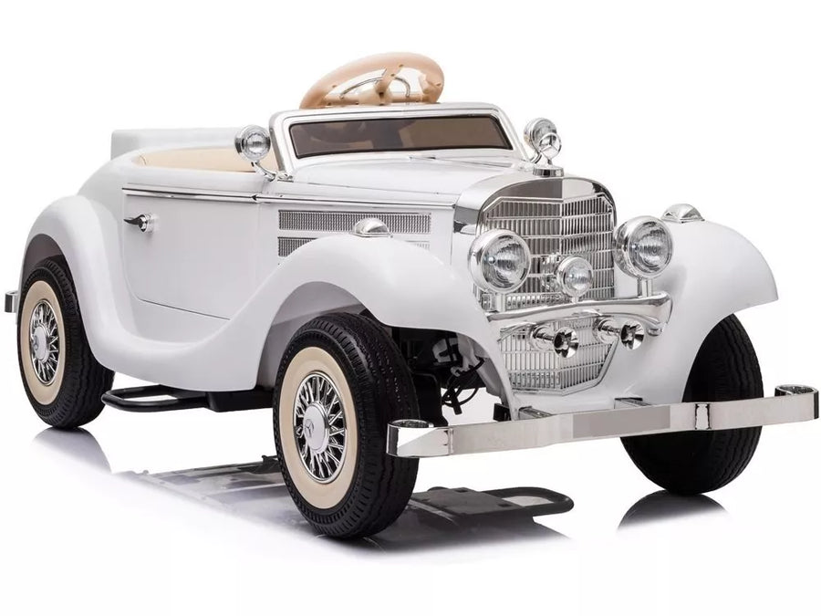 Akumuliatorinis automobilis Mercedes Benz 540K Classic Premium LED žibintai MP3 Baltas