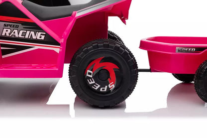 Vaikiškas keturratis LEAN CARS XMX630T su priekaba, rožinis