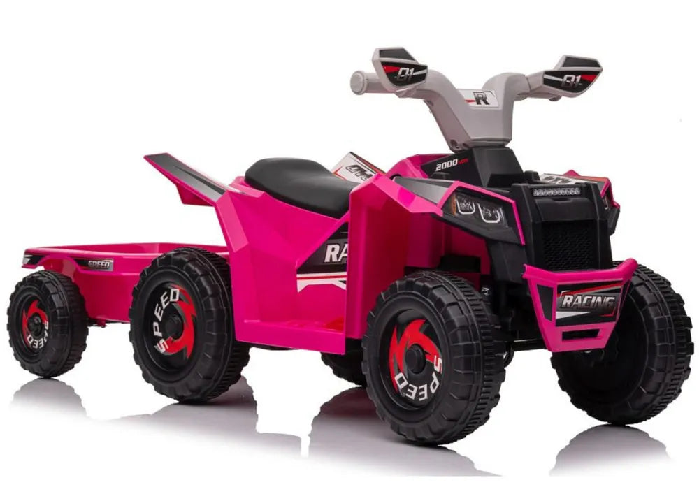 Vaikiškas keturratis LEAN CARS XMX630T su priekaba, rožinis